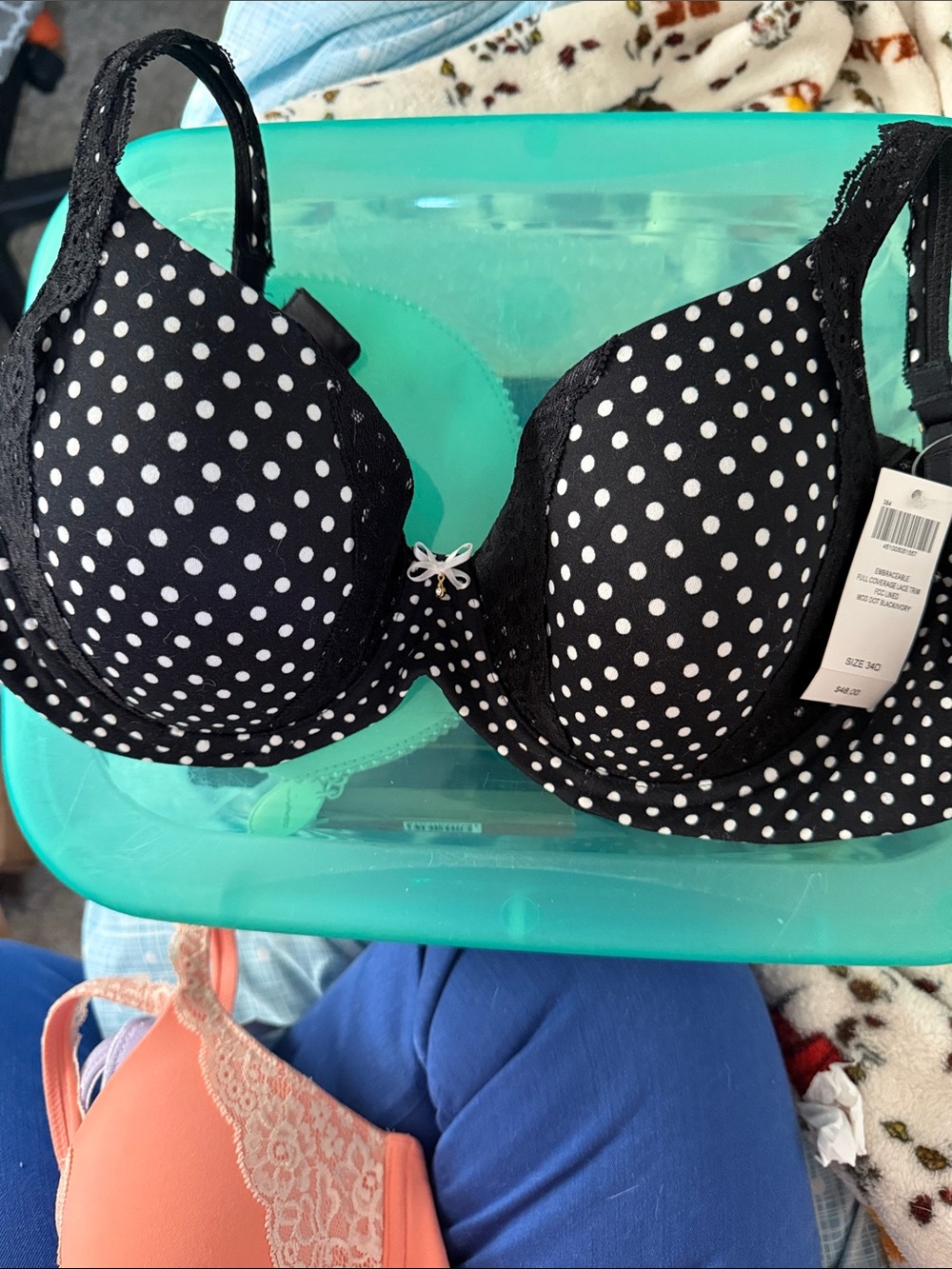 Soma Black and White Polka Dot Underwire Bra